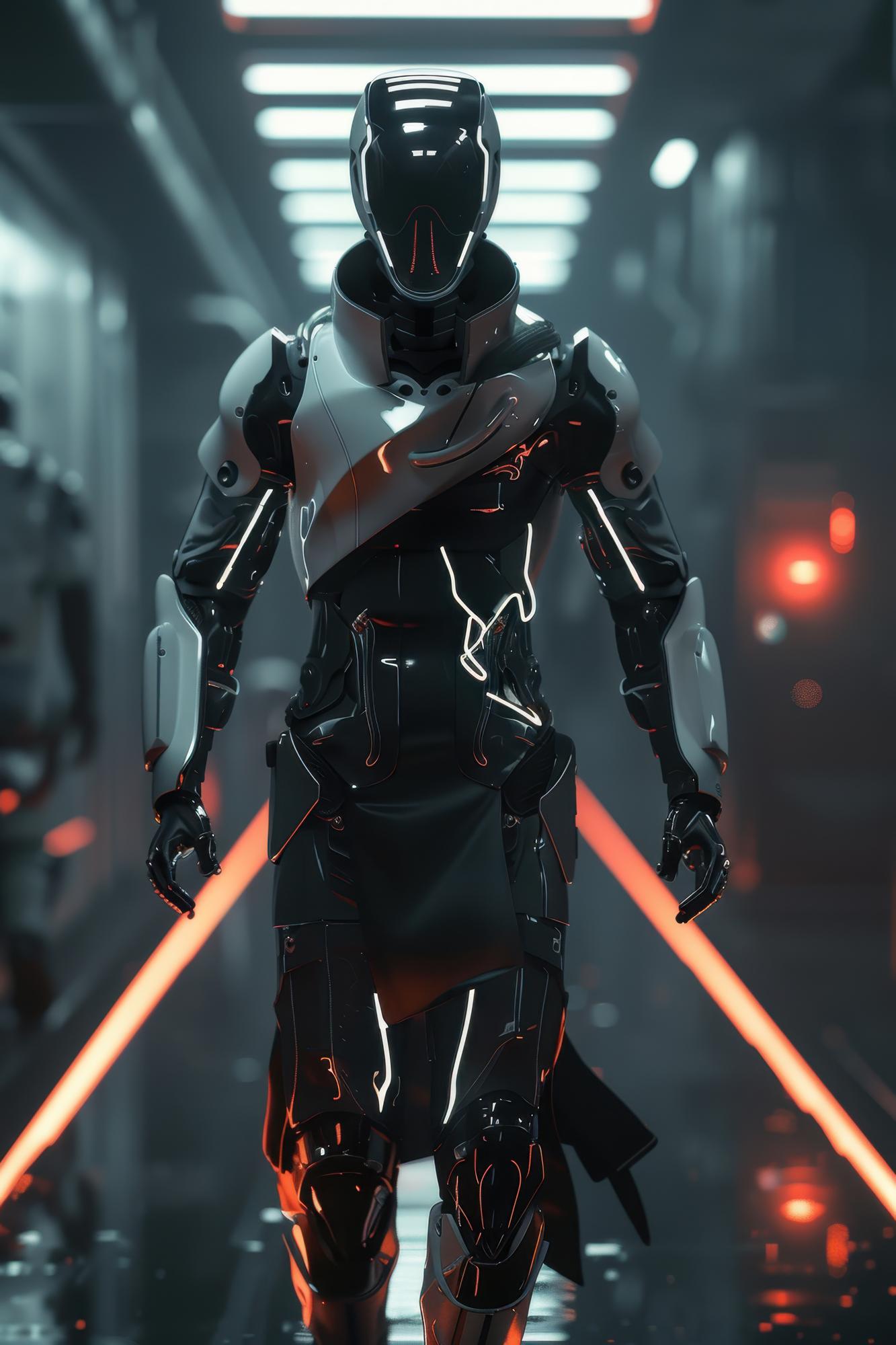 Character concept art with futuristic armor